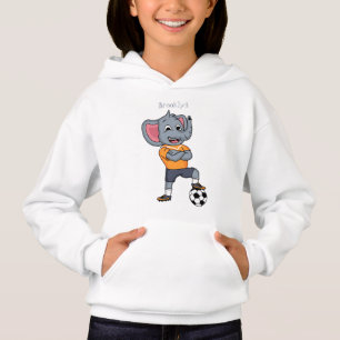 Elephant soccer player cartoon illustration  hoodie
