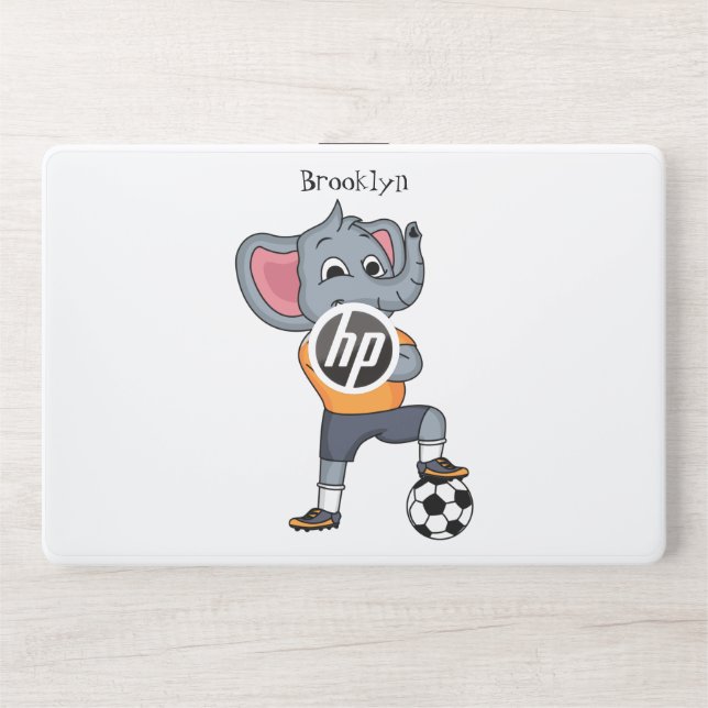 Elephant soccer player cartoon illustration HP laptop skin (Front)