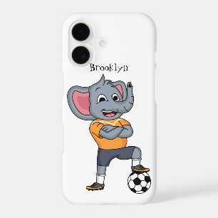 Elephant soccer player cartoon illustration iPhone 17 case