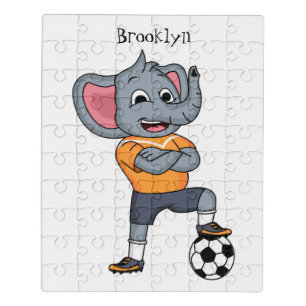 Elephant soccer player cartoon illustration jigsaw puzzle