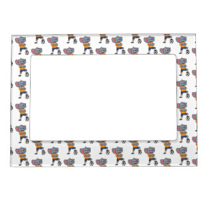 Elephant soccer player cartoon illustration magnetic frame