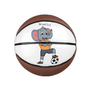 Elephant soccer player cartoon illustration mini basketball