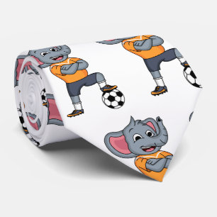 Elephant soccer player cartoon illustration neck tie