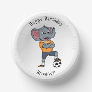 Elephant soccer player cartoon illustration paper bowls