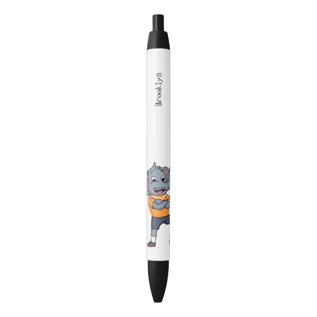Elephant soccer player cartoon illustration  pen (Front Vertical)