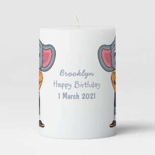 Elephant soccer player cartoon illustration pillar candle