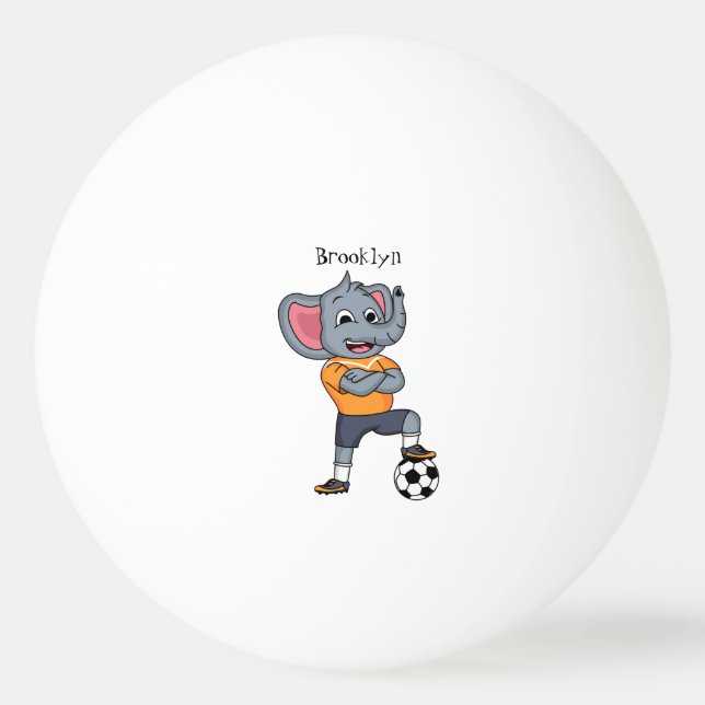 Elephant soccer player cartoon illustration ping pong ball (Front)