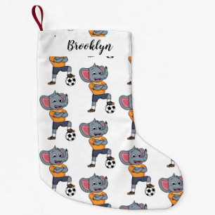 Elephant soccer player cartoon illustration small christmas stocking
