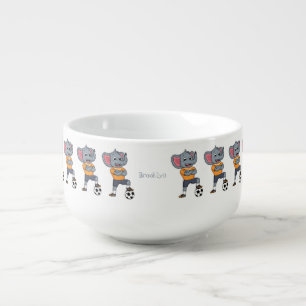 Elephant soccer player cartoon illustration  soup mug