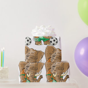 Elephant Soccer Player Funny Sports Animal Wrapping Paper