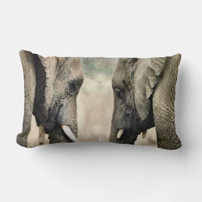 Elephant Soulmates Lumbar Pillow (Front)