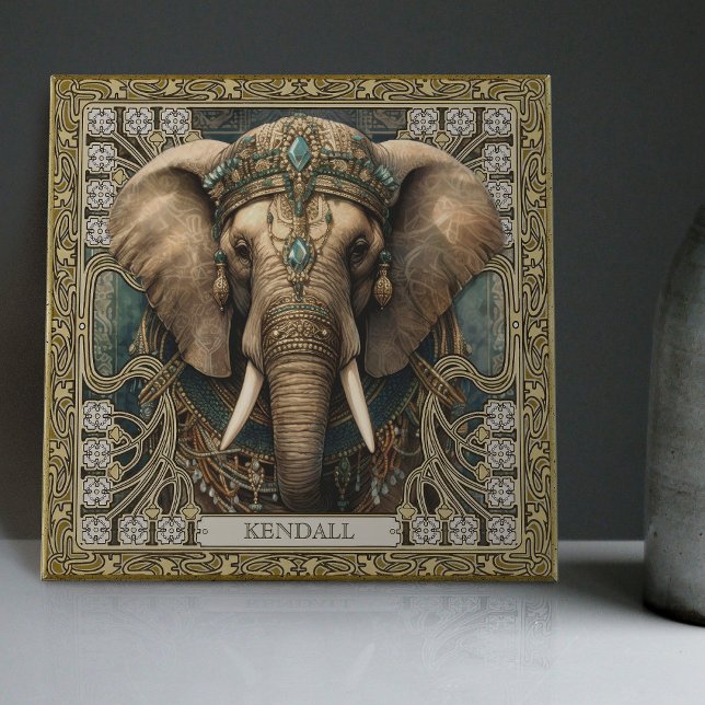 Elephant Spirit Animal Carpetpunk Jewels Altarpiec Ceramic Tile (Creator Uploaded)