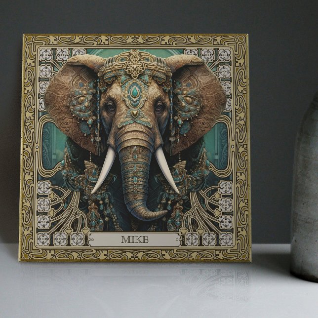 Elephant Spirit Animal Carpetpunk Jewels Altarpiec Ceramic Tile (Creator Uploaded)