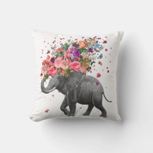 Elephant Splash Throw Pillow