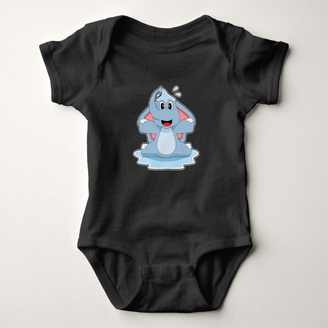 Elephant Splashing Water Baby Bodysuit (Front)