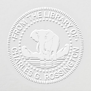 Elephant Standing Silhouette Library Book Name Embosser