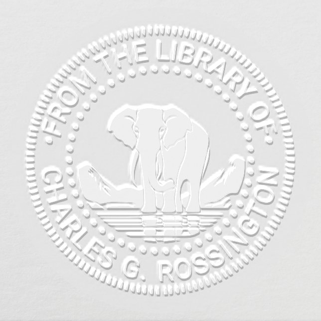 Elephant Standing Silhouette Library Book Name Embosser (Design)