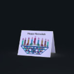 Elephant Star Menorah Cards<br><div class="desc">Graphic illustration of an elephants, giraffe, and Star of David menorah design.</div>