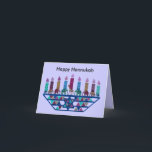 Elephant Star Menorah Cards<br><div class="desc">Graphic illustration of an elephants, giraffe, and Star of David menorah design.</div>