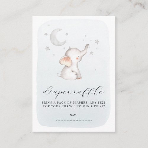 Elephant Stars Moon Dusty Blue Boy Baby Shower Enclosure Card