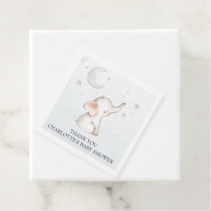 Elephant Stars Moon Dusty Blue Boy Baby Shower Gi Favor Tags