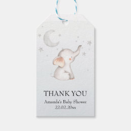Elephant Stars Moon Dusty Blue Boy Baby Shower  Gift Tags