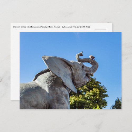 Elephant statue outside museum dOrsay in Paris Postcard