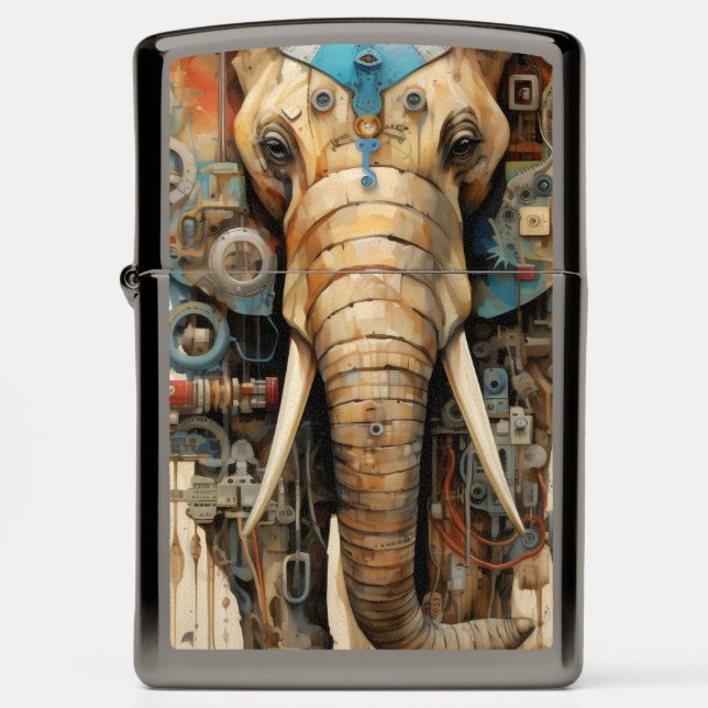 Elephant steampunk zippo lighter (Front)