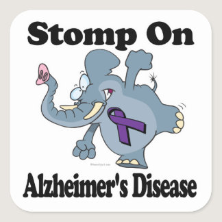 Elephant Stomp On Alzheimers Disease Square Sticker