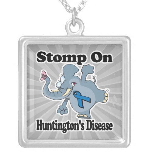 Elephant Stomp On Huntingtons Disease Silver Plated Necklace