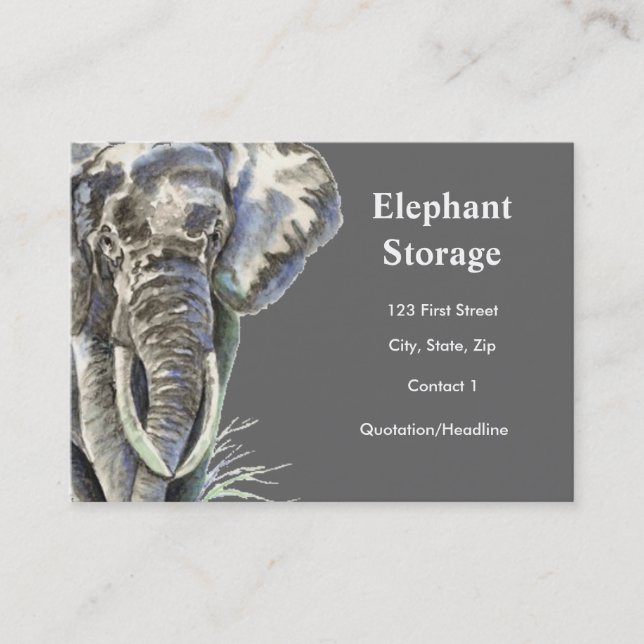 Elephant Storage Watercolor African Animal Art Business Card (Front)