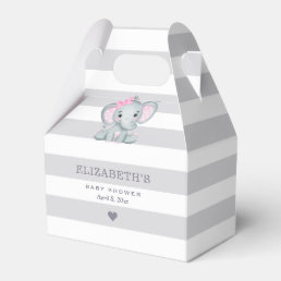 Elephant Stripe Girl Baby Shower Favor Boxes
