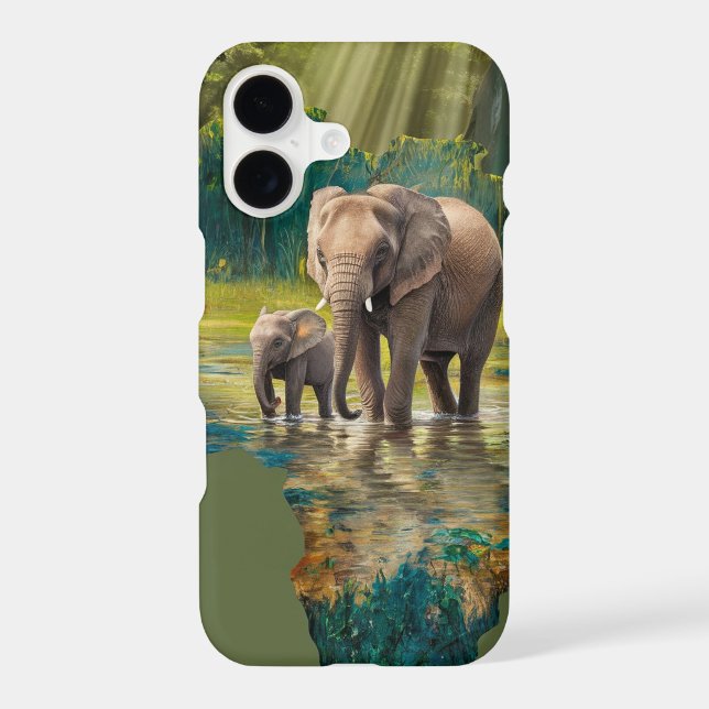 Elephant Stroll Through African Waters Iphone Case (Back)