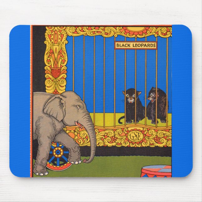 elephant strolling past the black leopards cage mouse pad (Front)