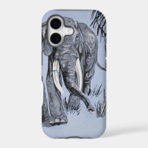 Elephant Strolling Through Wooded Savanna In Blue
