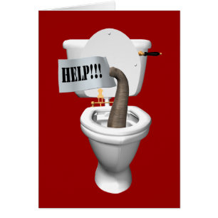 Elephant Stuck In Toilet Cards