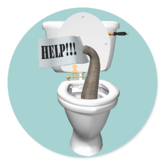 Elephant Stuck In Toilet Classic Round Sticker