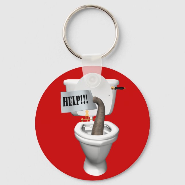 Elephant Stuck In Toilet Keychain (Front)