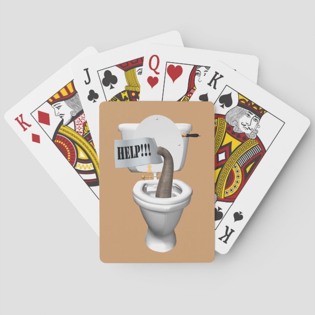 Elephant Stuck In Toilet Poker Cards (Back)