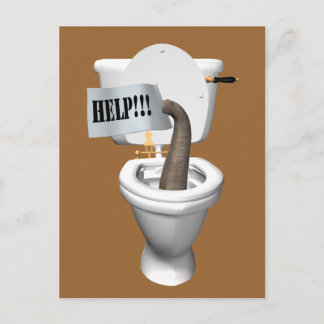 Elephant Stuck In Toilet Postcard