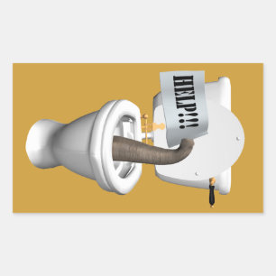 Elephant Stuck In Toilet Rectangular Sticker