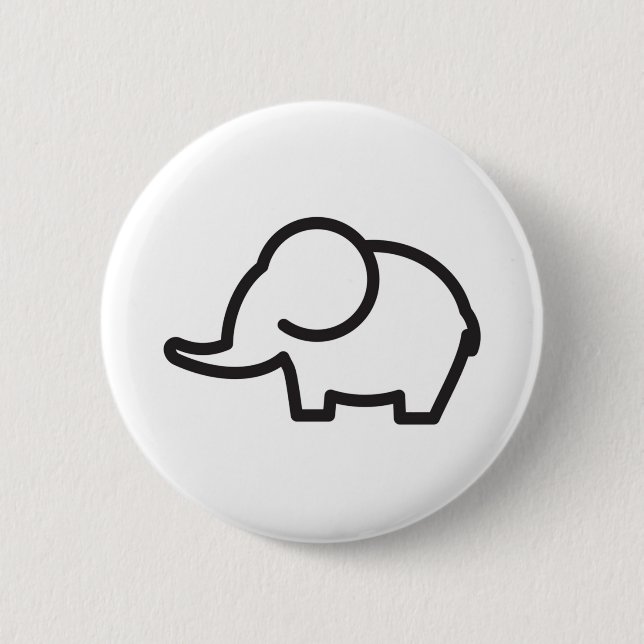 Elephant Stylized Line Art Button (Front)