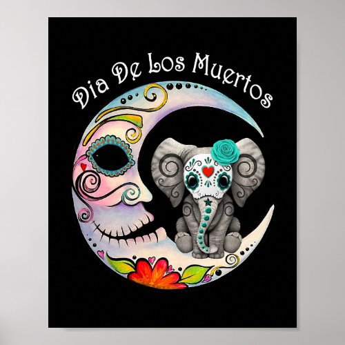 Elephant Sugar Skull Mexico Calavera Womens Day Of Poster