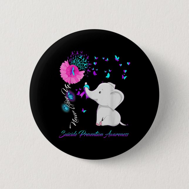 Elephant Suicide Prevention Awareness Ribbon Gif  Button (Front)