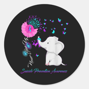 Elephant Suicide Prevention Awareness Ribbon Gif  Classic Round Sticker