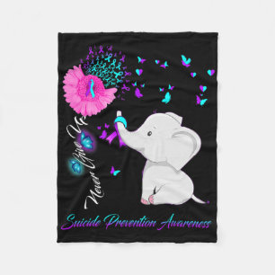Elephant Suicide Prevention Awareness - Ribbon Gif Fleece Blanket