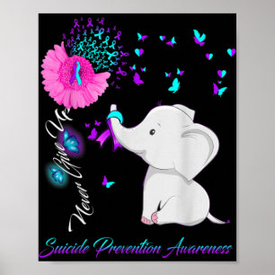 Elephant Suicide Prevention Awareness Ribbon Gif  Poster