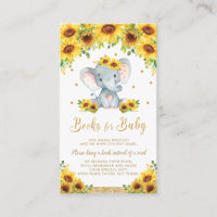 Elephant Sunflower Baby Shower Bring a Book Enclosure Card