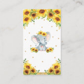 Elephant Sunflower Baby Shower Diaper Raffle Enclosure Card (Back)