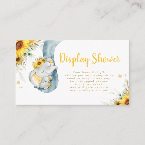 Elephant Sunflower Baby Shower Display Shower Enclosure Card